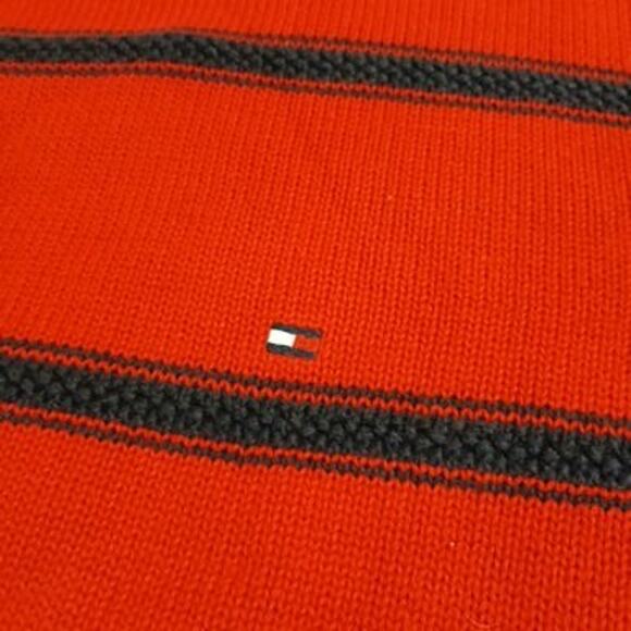 Tommy Hilfiger Men's Medium Red/Blue Striped 100% Cotton Long-Sleeved Sweater - Picture 5 of 10